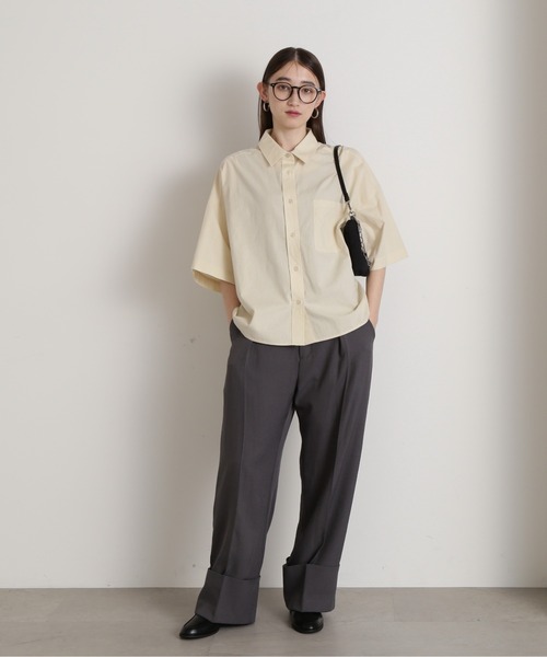 N.（N. Natural Beauty Basic）（エヌエヌナチュラルビューティーベーシック）の「◆コットンハーフスリーブシャツ（シャツ/ブラウス・レディース・ホワイト/モカ/ブルー・MEDIUM）」の6枚目の写真