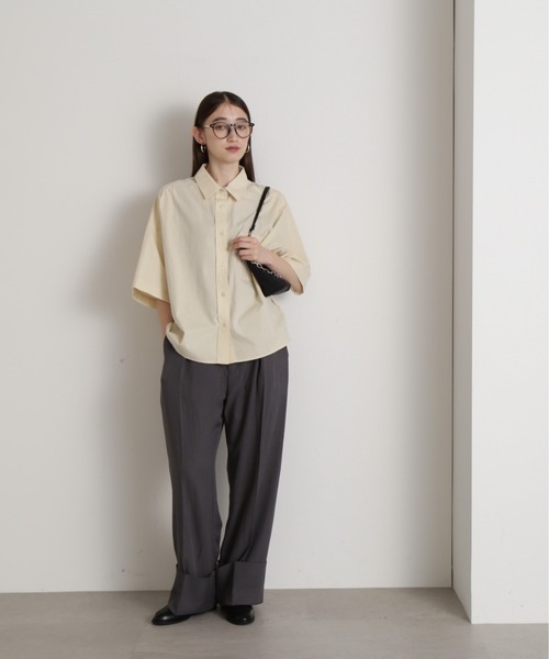 N.（N. Natural Beauty Basic）（エヌエヌナチュラルビューティーベーシック）の「◆コットンハーフスリーブシャツ（シャツ/ブラウス・レディース・ホワイト/モカ/ブルー・MEDIUM）」の7枚目の写真