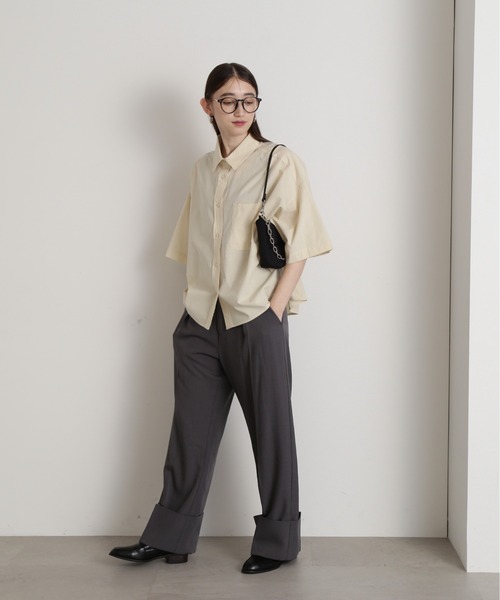 N.（N. Natural Beauty Basic）（エヌエヌナチュラルビューティーベーシック）の「◆コットンハーフスリーブシャツ（シャツ/ブラウス・レディース・ホワイト/モカ/ブルー・MEDIUM）」の8枚目の写真