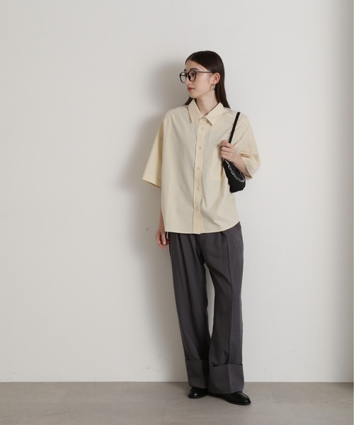 N.（N. Natural Beauty Basic）（エヌエヌナチュラルビューティーベーシック）の「◆コットンハーフスリーブシャツ（シャツ/ブラウス・レディース・ホワイト/モカ/ブルー・MEDIUM）」の9枚目の写真