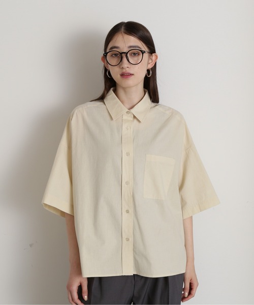 N.（N. Natural Beauty Basic）（エヌエヌナチュラルビューティーベーシック）の「◆コットンハーフスリーブシャツ（シャツ/ブラウス・レディース・ホワイト/モカ/ブルー・MEDIUM）」の10枚目の写真