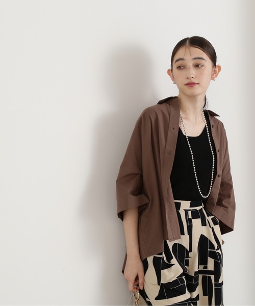 N.（N. Natural Beauty Basic）（エヌエヌナチュラルビューティーベーシック）の「◆コットンハーフスリーブシャツ（シャツ/ブラウス・レディース・ホワイト/モカ/ブルー・MEDIUM）」の17枚目の写真
