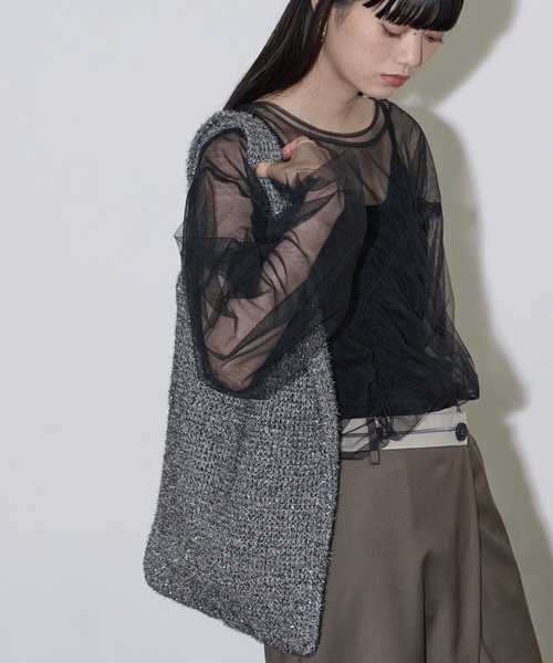 THE YOn(ザヨン)の「グリッターシャギーニットトートバッグ(トートバッグ・レディース・シャンパン/シルバー・FREE)」の5枚目の写真