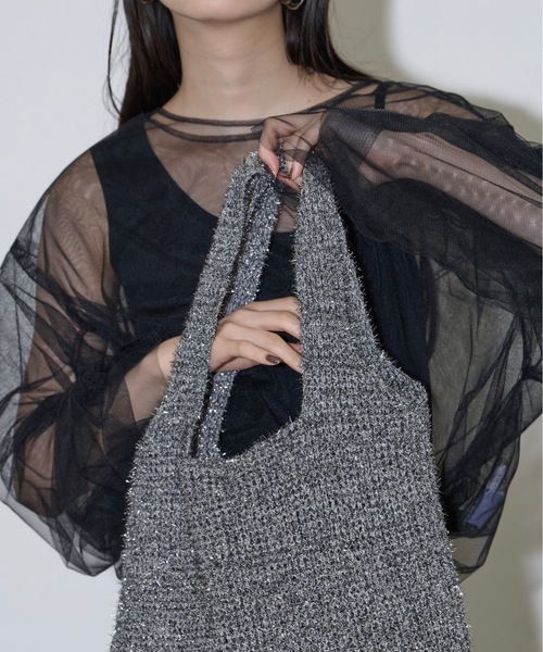 THE YOn(ザヨン)の「グリッターシャギーニットトートバッグ(トートバッグ・レディース・シャンパン/シルバー・FREE)」の4枚目の写真