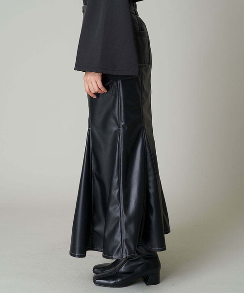 A de a.v.v（アードアー・ヴェ・ヴェ）の「バイカラーステッチマーメイドレザースカート（スカート・レディース・ブラック/カーキ・36/38）」の13枚目の写真