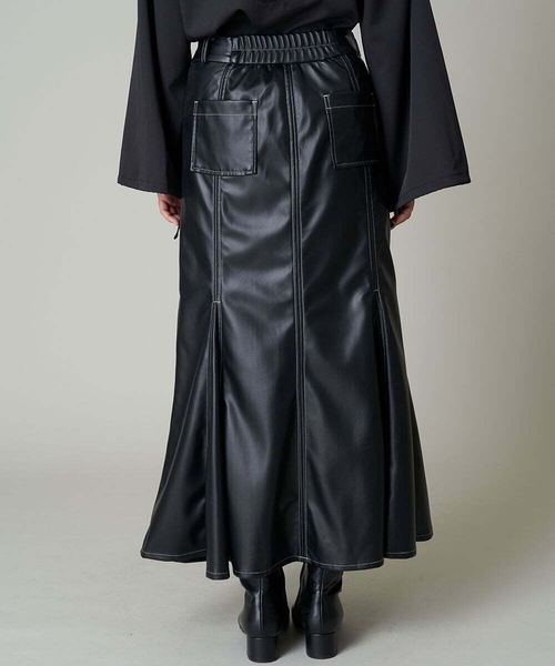 A de a.v.v（アードアー・ヴェ・ヴェ）の「バイカラーステッチマーメイドレザースカート（スカート・レディース・ブラック/カーキ・36/38）」の14枚目の写真