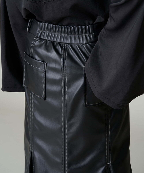 A de a.v.v（アードアー・ヴェ・ヴェ）の「バイカラーステッチマーメイドレザースカート（スカート・レディース・ブラック/カーキ・36/38）」の15枚目の写真