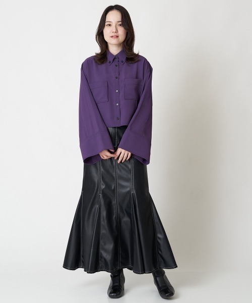 A de a.v.v（アードアー・ヴェ・ヴェ）の「バイカラーステッチマーメイドレザースカート（スカート・レディース・ブラック/カーキ・36/38）」の19枚目の写真