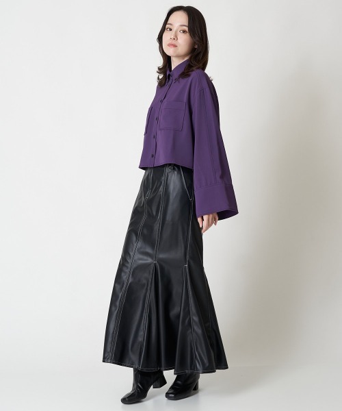 A de a.v.v（アードアー・ヴェ・ヴェ）の「バイカラーステッチマーメイドレザースカート（スカート・レディース・ブラック/カーキ・36/38）」の21枚目の写真