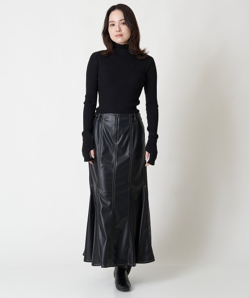 A de a.v.v（アードアー・ヴェ・ヴェ）の「バイカラーステッチマーメイドレザースカート（スカート・レディース・ブラック/カーキ・36/38）」の22枚目の写真