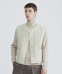 【MATSUFUJI/マツフジ】Leaves Quilted Jacquard Vest