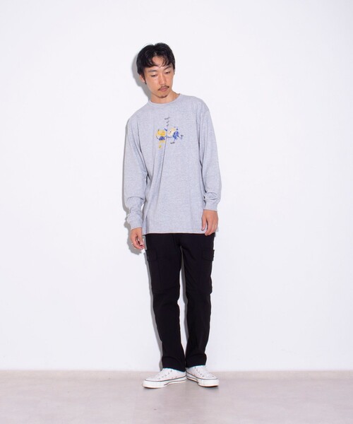 GLOSTER（グロスター）の「イラストレーター【ogwillust/オガワナツミ】コラボロンT vol3［watch your step］（Tシャツ/カットソー・メンズ・ホワイト/杢グレー・M/L）」の3枚目の写真