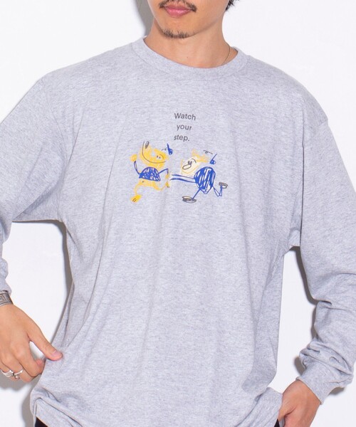 GLOSTER（グロスター）の「イラストレーター【ogwillust/オガワナツミ】コラボロンT vol3［watch your step］（Tシャツ/カットソー・メンズ・ホワイト/杢グレー・M/L）」の6枚目の写真