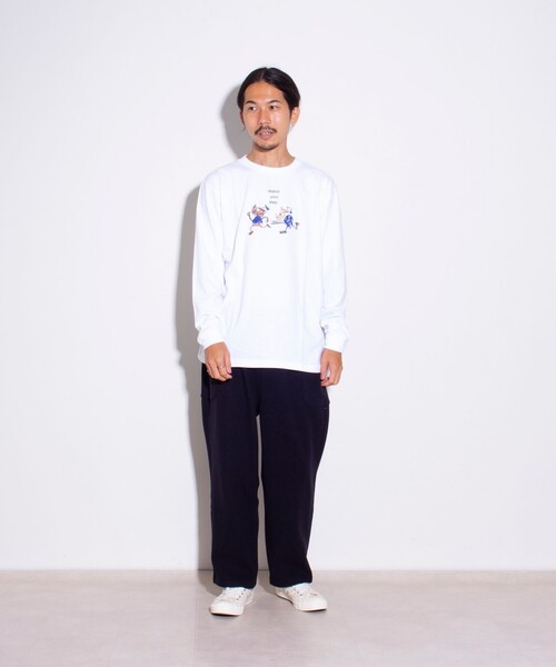 GLOSTER（グロスター）の「イラストレーター【ogwillust/オガワナツミ】コラボロンT vol3［watch your step］（Tシャツ/カットソー・メンズ・ホワイト/杢グレー・M/L）」の8枚目の写真