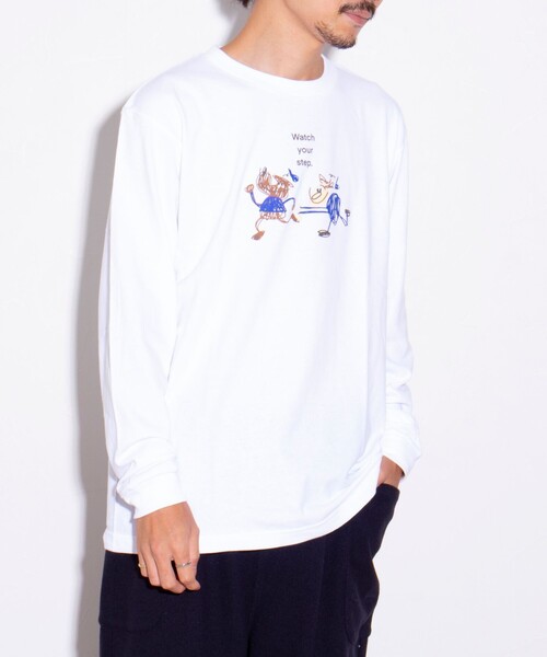 GLOSTER（グロスター）の「イラストレーター【ogwillust/オガワナツミ】コラボロンT vol3［watch your step］（Tシャツ/カットソー・メンズ・ホワイト/杢グレー・M/L）」の10枚目の写真
