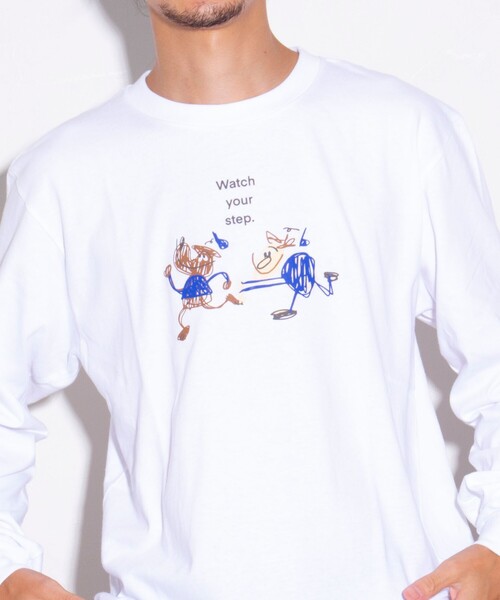 GLOSTER（グロスター）の「イラストレーター【ogwillust/オガワナツミ】コラボロンT vol3［watch your step］（Tシャツ/カットソー・メンズ・ホワイト/杢グレー・M/L）」の11枚目の写真