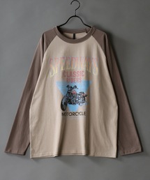 Big silhouette Heavy weight vintage print raglan T-shirt/アメリカン ヘビーウェイト ヴィンテージプリント ラグラン Tシャツ