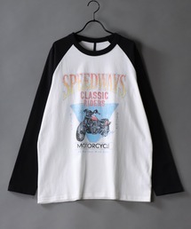 Big silhouette Heavy weight vintage print raglan T-shirt/アメリカン ヘビーウェイト ヴィンテージプリント ラグラン Tシャツ
