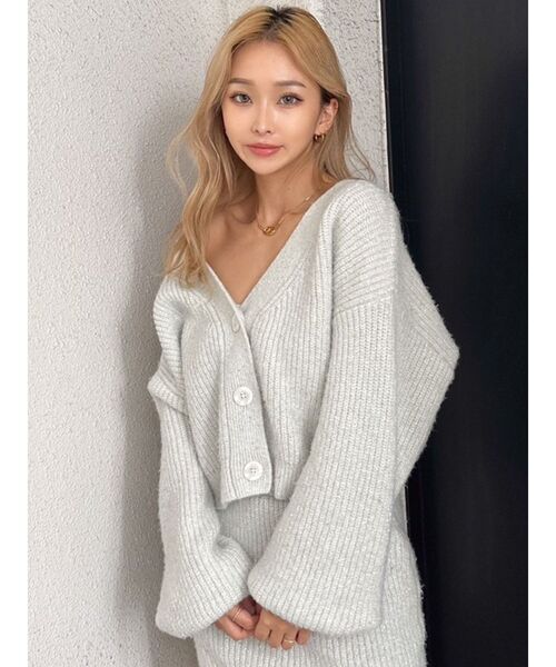 GYDA(ジェイダ)の「【セットアップ着用可】2WAYシャギースパンコール ニット トップス(ニット/セーター・レディース・オフホワイト/パープル・FREE)」の1枚目の写真