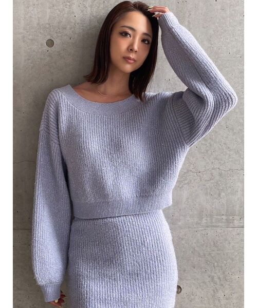 GYDA(ジェイダ)の「【セットアップ着用可】2WAYシャギースパンコール ニット トップス(ニット/セーター・レディース・オフホワイト/パープル・FREE)」の9枚目の写真