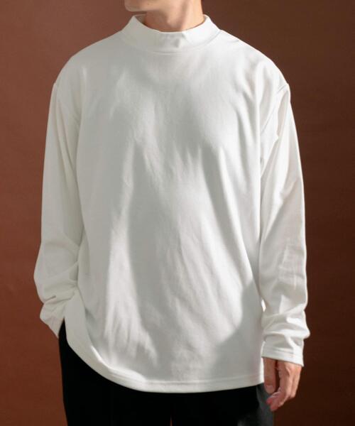 ITEMS URBANRESEARCH（アイテムズ アーバンリサーチ）の「発熱機能 ムジモックネックカットソー（Tシャツ/カットソー・メンズ・ホワイト/ブラック/モカ・MEDIUM/LARGE）」の4枚目の写真