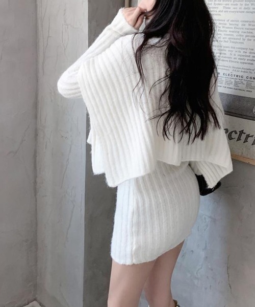 ワイドリブニットワンピース+ハイネックレイヤードセット（ワンピース）｜leune（ルネ）