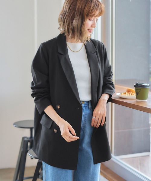 titivate(ティティベイト)の「ダブルテーラードジャケット(テーラードジャケット・レディース・モカ/ブラウン系その他/アイボリー/ブラック・M)」の2枚目の写真