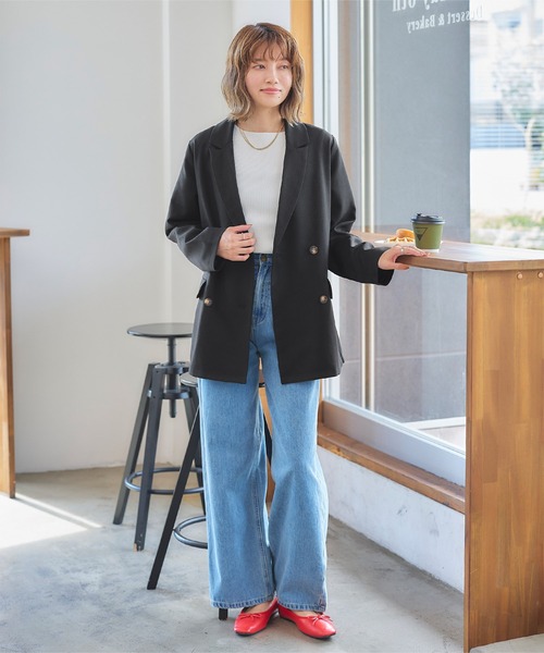 titivate(ティティベイト)の「ダブルテーラードジャケット(テーラードジャケット・レディース・モカ/ブラウン系その他/アイボリー/ブラック・M)」の11枚目の写真