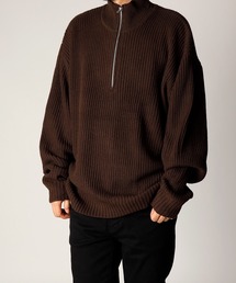 【関税込み】Solid Homme ブラウン ハーフジップセーター Solid Hommeのブラウン ハーフジップセーターがセール中