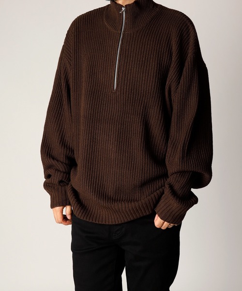 【セール】「INASTUDIOS SELECT」蛙編み ハーフジップニット（ニット/セーター）｜INASTUDIOS ZOO（イーナストゥディオスズー）