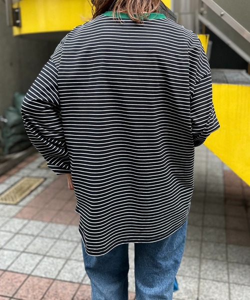 mi via loca(ミヴィアロカ)の「ボーダー配色ボリュームスリーブ発泡ロゴロンT(Tシャツ/カットソー・レディース・ホワイト×ブラック/ブラック×ホワイト/ベージュ系/ホワイト系その他/ブラック系その他/ブラック系その他2・FREE)」の17枚目の写真