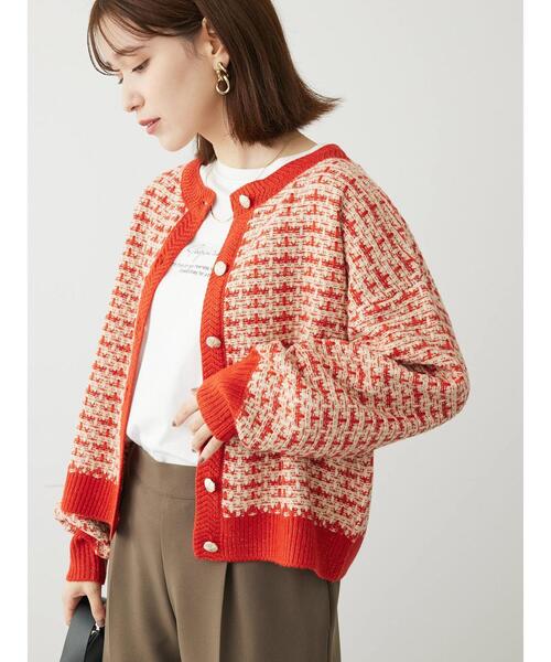 Furryrate(ファーリーレート)の「・furry rate ツィードラメニットカーディガン(カーディガン/ボレロ・レディース・オレンジ/ブラック・FREE)」の16枚目の写真