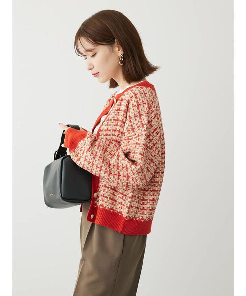 Furryrate(ファーリーレート)の「・furry rate ツィードラメニットカーディガン(カーディガン/ボレロ・レディース・オレンジ/ブラック・FREE)」の3枚目の写真