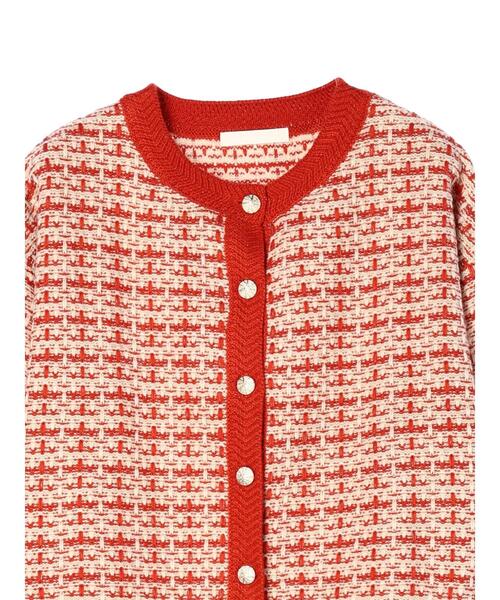 Furryrate(ファーリーレート)の「・furry rate ツィードラメニットカーディガン(カーディガン/ボレロ・レディース・オレンジ/ブラック・FREE)」の7枚目の写真