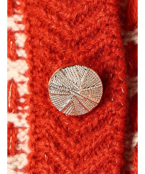 Furryrate(ファーリーレート)の「・furry rate ツィードラメニットカーディガン(カーディガン/ボレロ・レディース・オレンジ/ブラック・FREE)」の11枚目の写真