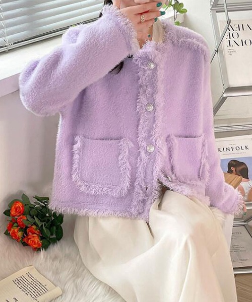 MAISON DE THERESE（メゾン ド テレーズ）の「可愛いニットジャケット（テーラードジャケット・レディース・ピンク/パープル/アイボリー/ブルー・M）」の16枚目の写真