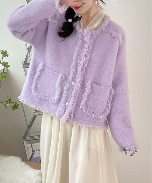 MAISON DE THERESE（メゾン ド テレーズ）の「可愛いニットジャケット（テーラードジャケット・レディース・ピンク/パープル/アイボリー/ブルー・M）」の13枚目の写真