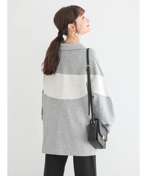 AMERICAN HOLIC(アメリカンホリック)の「ハーフZIP配色切り替え裏毛チュニック(チュニック・レディース・カーキ/グレー系その他/ブラック・L/M)」の19枚目の写真