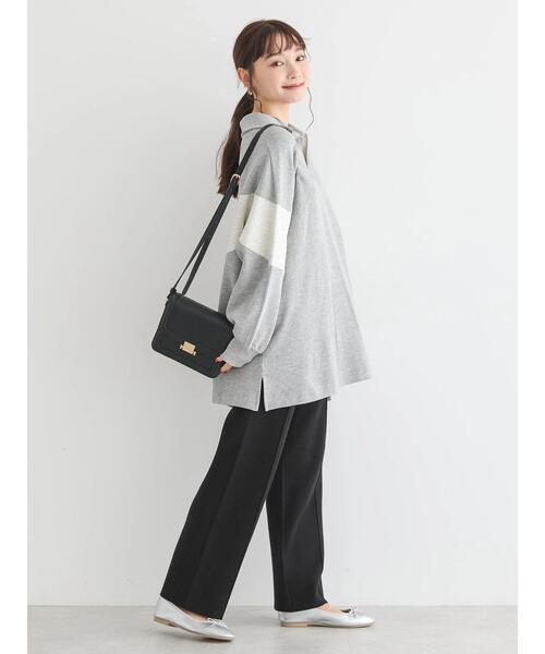 AMERICAN HOLIC(アメリカンホリック)の「ハーフZIP配色切り替え裏毛チュニック(チュニック・レディース・カーキ/グレー系その他/ブラック・L/M)」の21枚目の写真