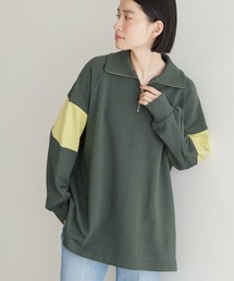 AMERICAN HOLIC | ハーフジップ配色切り替え裏毛チュニック(チュニック)