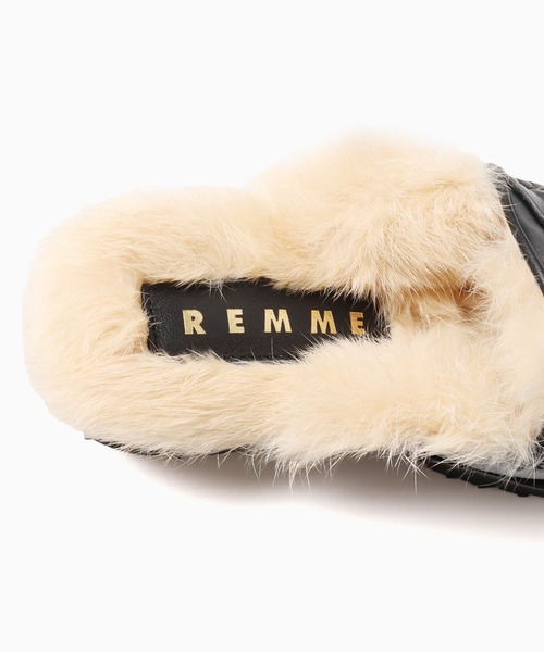 美品 REMME レメ ローファー レザー 牛革 ラビットファー ビット REMME（レメ）の「REMME/レメ ファースリッポン ビット