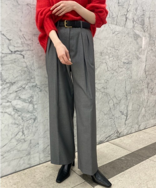 Mila Owen（ミラオーウェン）の「ローウエスト２タックダンディパンツ（スラックス・レディース・ストライプ/グレー/アイボリー・0/1）」の21枚目の写真