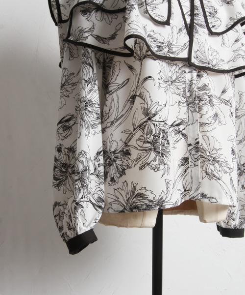 tocco closet(トッコ クローゼット)の「【ZOZO限定】ラインフラワープリントビックカラーブラウス(シャツ/ブラウス・レディース・ブラック/オフホワイト・M)」の19枚目の写真