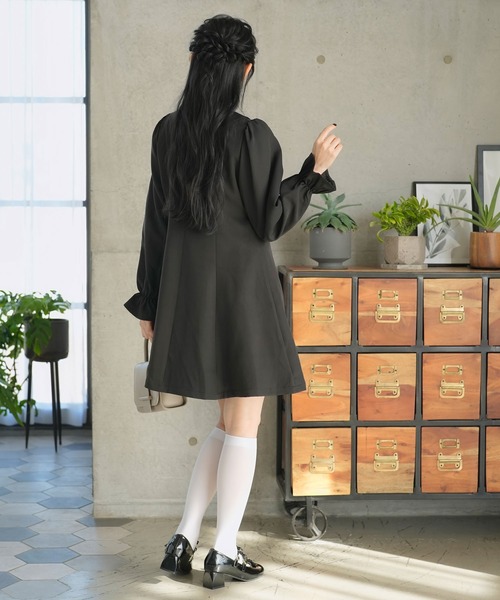 Newlyme(ニューリーミー)の「選べる丈美シルエット長袖ワンピース(ワンピース・レディース・ブラック×ホワイト/ブラック系その他/ブラック/ブラック系その他2/サックスブルー/ブルー・X-LARGE/XX-LARGE/MEDIUM/SMALL/LARGE)」の21枚目の写真