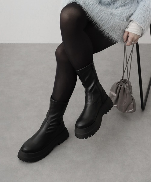 【セール】LOVEHUNTER 厚底 ラギッドソール ストレッチ ミドルブーツ（ブーツ）｜LOVEHUNTER（ラブハンター）