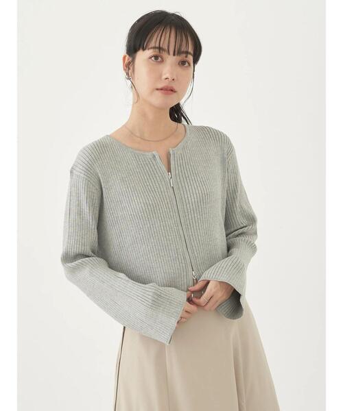 earth music&ecology（アースミュージックアンドエコロジー）の「ダブルジップカーディガン（カーディガン/ボレロ・レディース・ミント/グレー/アイボリー/ブラック・FREE）」の9枚目の写真