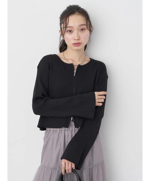 earth music&ecology（アースミュージックアンドエコロジー）の「ダブルジップカーディガン（カーディガン/ボレロ・レディース・ミント/グレー/アイボリー/ブラック・FREE）」の10枚目の写真