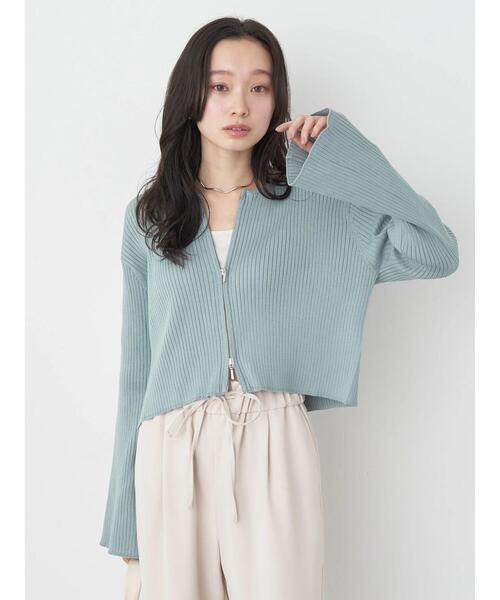 earth music&ecology（アースミュージックアンドエコロジー）の「ダブルジップカーディガン（カーディガン/ボレロ・レディース・ミント/グレー/アイボリー/ブラック・FREE）」の11枚目の写真