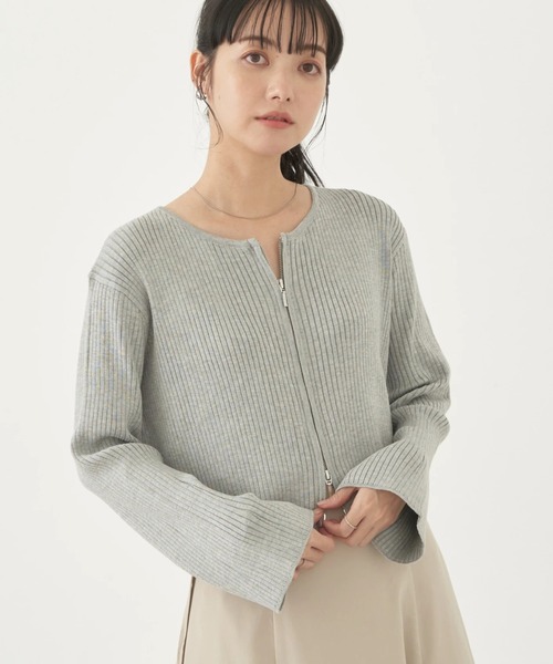 earth music&ecology（アースミュージックアンドエコロジー）の「ダブルジップカーディガン（カーディガン/ボレロ・レディース・ミント/グレー/アイボリー/ブラック・FREE）」の5枚目の写真