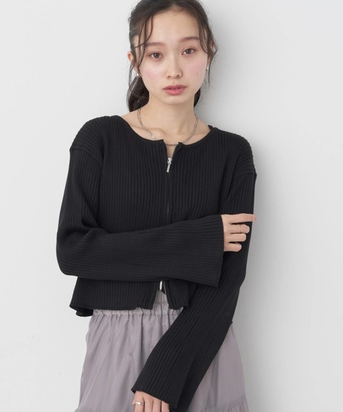 earth music&ecology（アースミュージックアンドエコロジー）の「ダブルジップカーディガン（カーディガン/ボレロ・レディース・ミント/グレー/アイボリー/ブラック・FREE）」の6枚目の写真